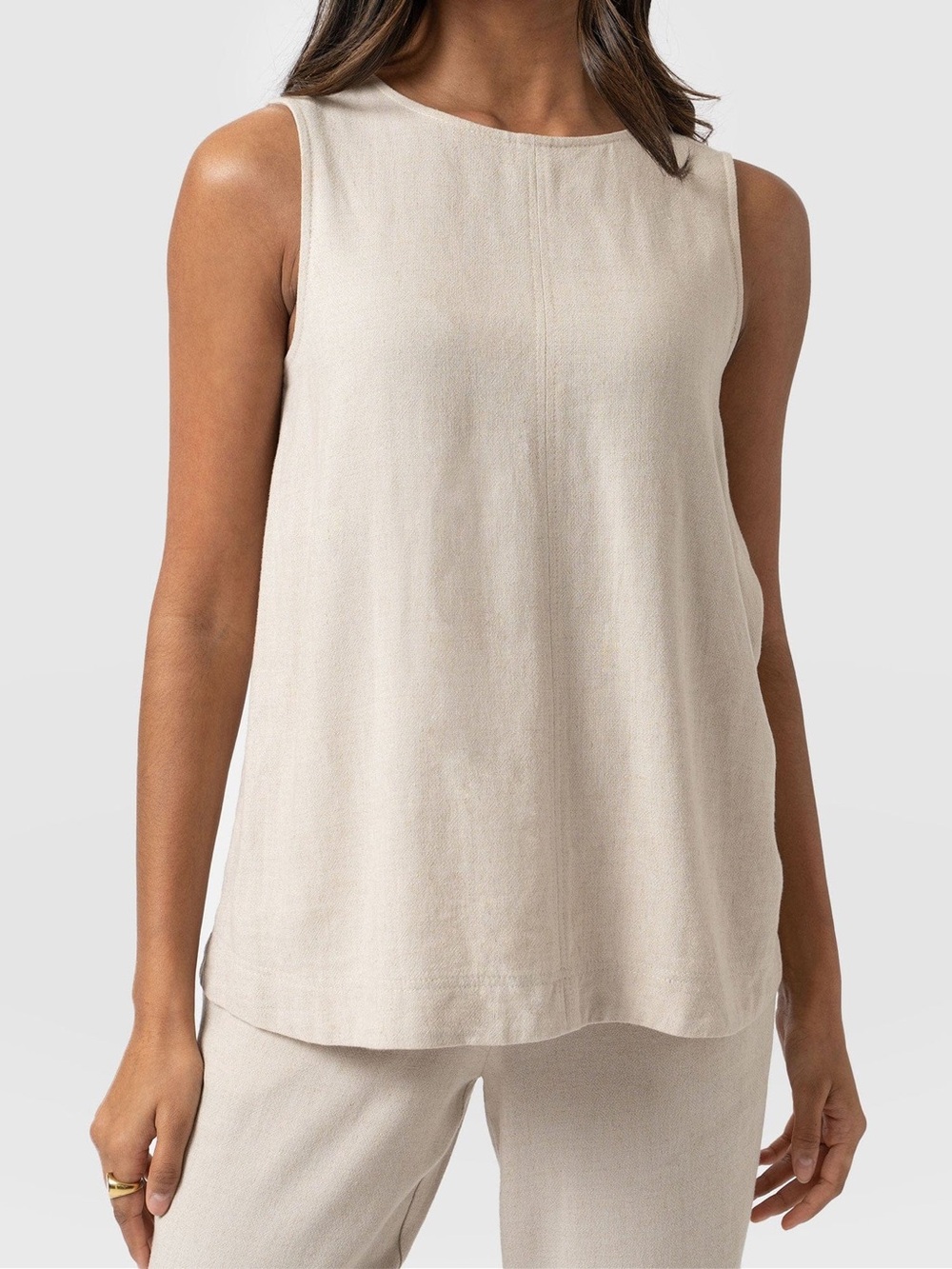 NWT. Saint + Sofia. Corinne Linen Tunic. Oatmeal. Size 6.